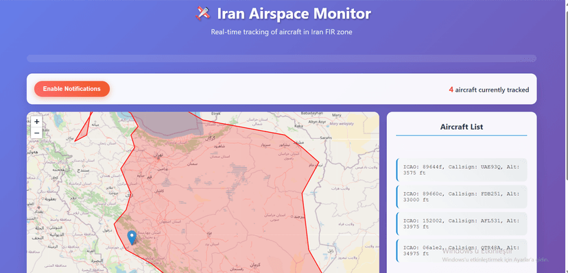 İran Hava Sahası Monitör